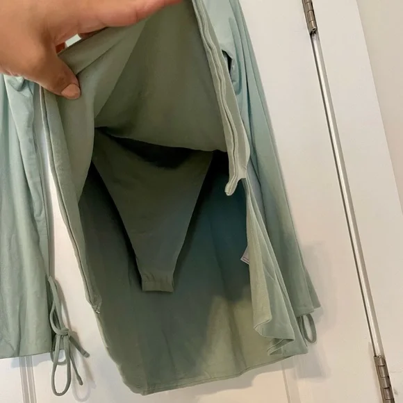 Square Neck Long Sleeve Mini Dress in Sage - Picture 5 of 5